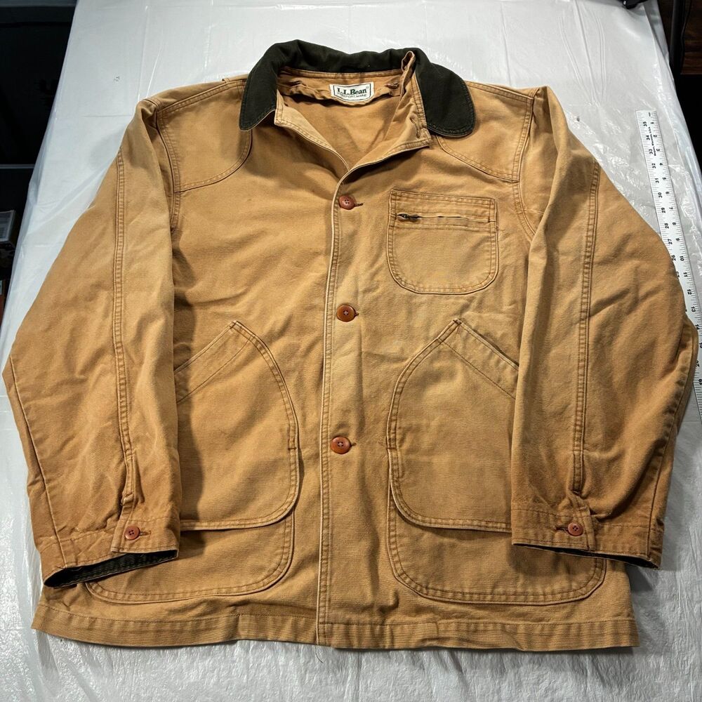 Vintage LL Bean Field Jacket Mens XL* Barn Chore Coat Canvas No Liner Tan